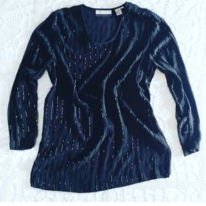 Vintage Black Beaded Blouse